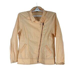 Maurices Peach Linen Blend Asymmetrical Zip Moto Jacket - Women's Size L